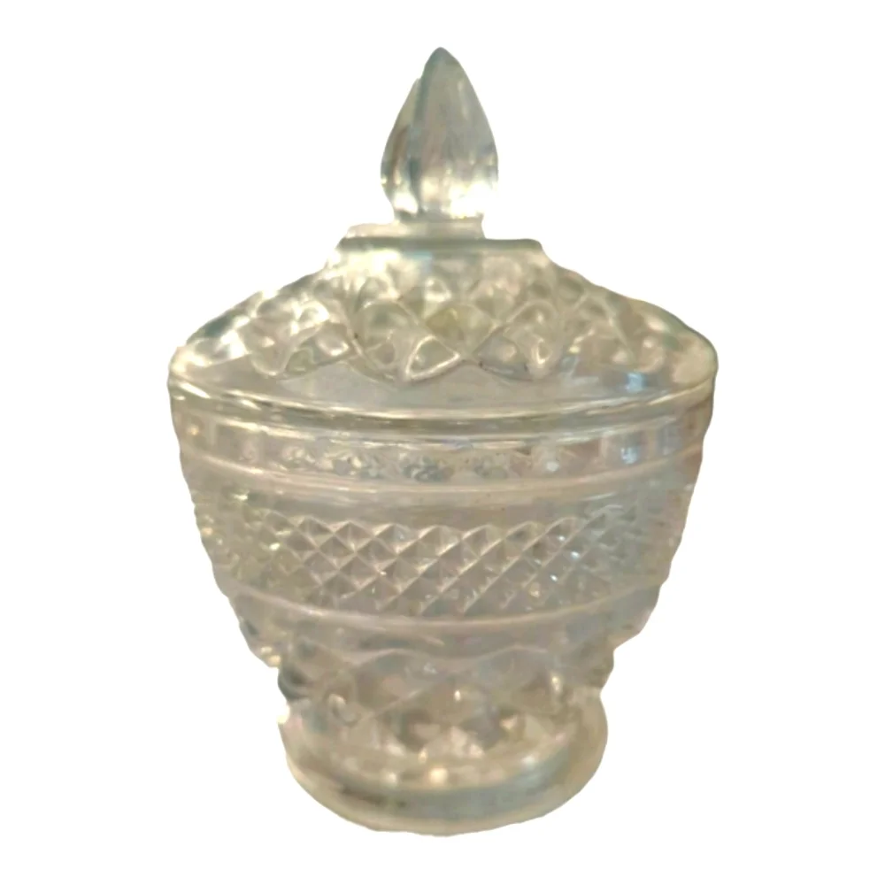 Vintage Anchor Hocking Glass Sugar Bowl with Lid